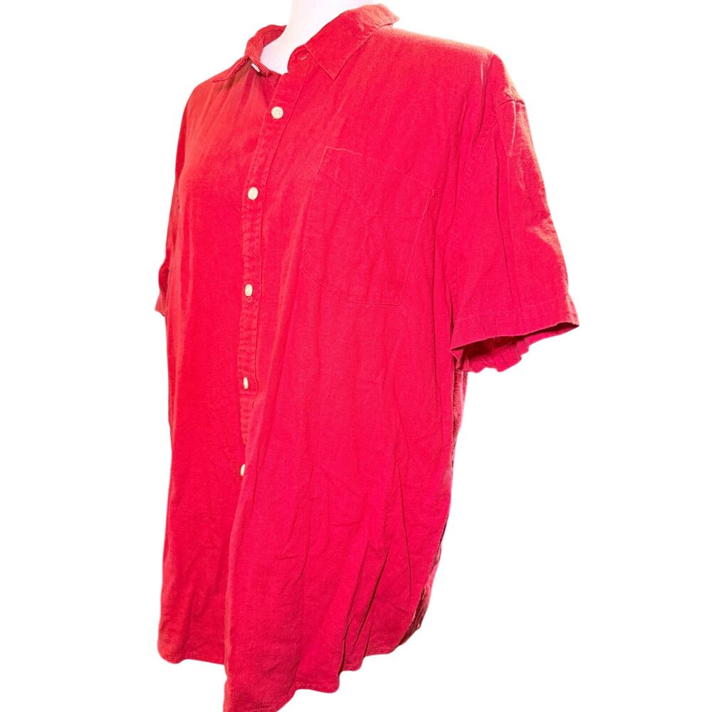 Lucky Brand Good Fortune Linen Blend Short Sleeve Button Down, Rust, Men's XL